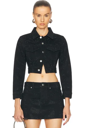 Alexander Wang Hotfix Crystal Shrunken Trucker Jacket in