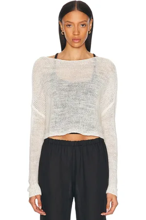 ENZA COSTA Linen Open Knit Bateau Sweater in