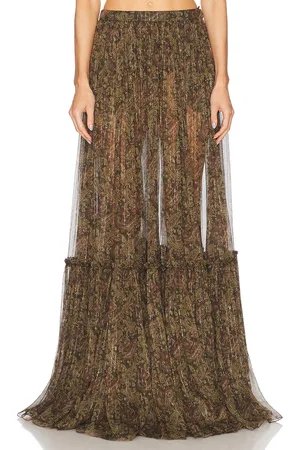 Saint Laurent Tiered Maxi Skirt in