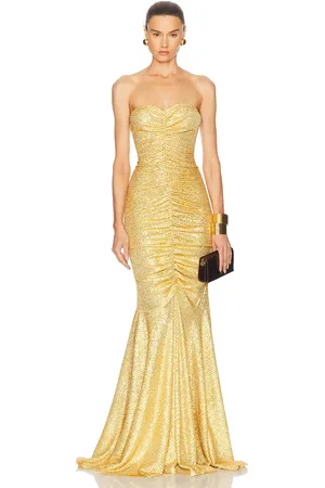 Norma Kamali Strapless Shirred Front Fishtail Gown in