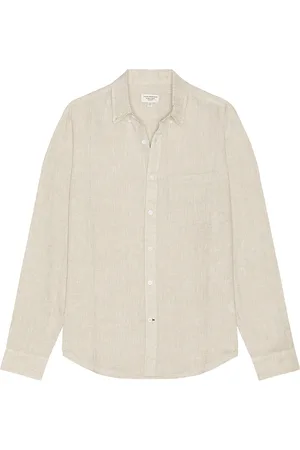 CLUB MONACO Long Sleeve Button Down Linen Shirt in