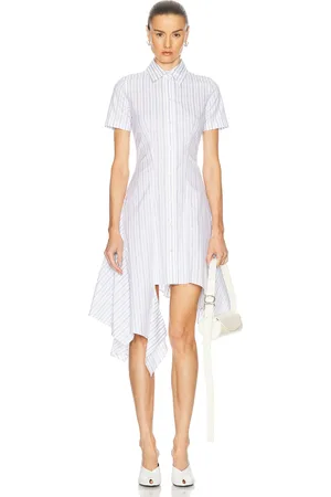 Alexander McQueen Day Dress in White Blue & Grey
