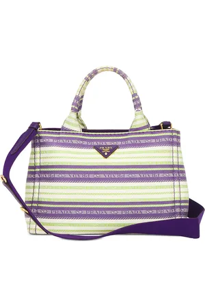 Prada Striped Canapa Tote Bag in