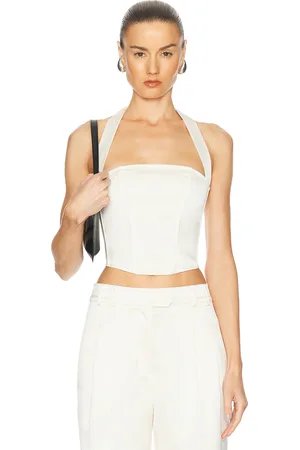 FLEUR DU MAL Satin Halter Corset Top in