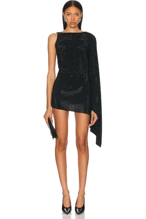 ALEXANDRE VAUTHIER Macro Crystal Draped Mini Dress in
