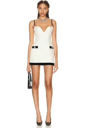 AREA Crystal Grape Velvet Trim Mini Dress in
