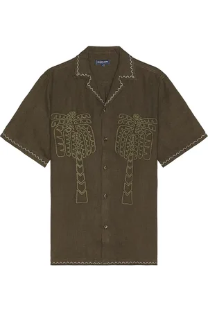 Frescobol Carioca Flavio Palmeira Embroidered Linen Shirt in