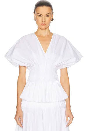 Dagmar Poplin V Neck Top in