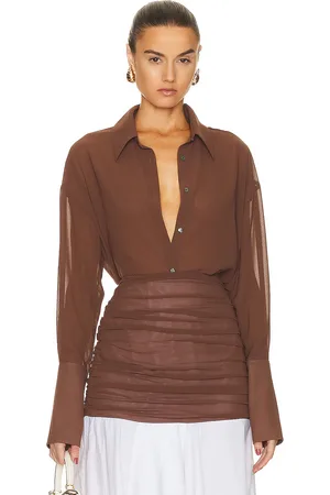 Helsa Sheer Button Slim Shirt in