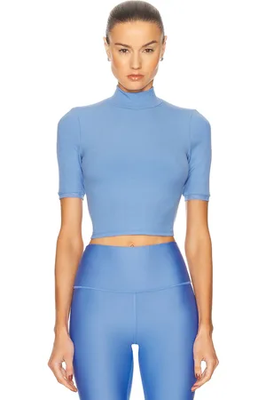 alo Ribbed Mesh Secret Short Sleeve Top in