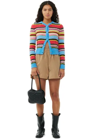 Ganni Brown Light Twill Shorts in Tiger