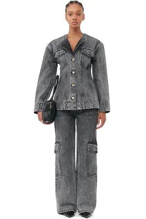 Ganni Snow Washed Denim Angi Jeans in Washed Size 24 Organic Cotton Women