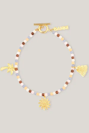Ganni Bead Accessories Bead Ancle Chain 1 Brass/Glass Women