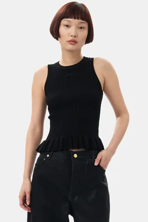 Ganni Rib Tank Top in Size Large Women