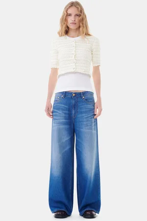 Ganni Blue Denim Wide Jeans in Size 32 Women