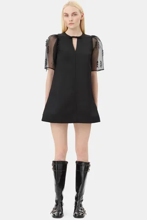 Ganni Fringed Organza Mini Dress Size 16 Polyester Women