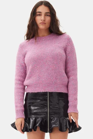 Ganni Pink Jumper in Size Medium Alpaca/Elastane/Organic Cotton Women
