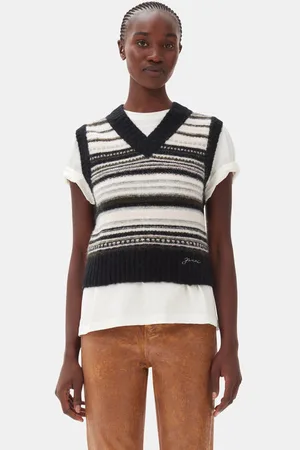 Ganni Stripe Vest in Size XS Alpaca/Elastane/Merino Wool Women
