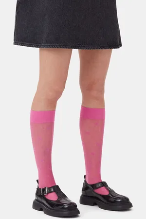 Ganni Butterfly Lace Socks in Shocking Size XS/Small Women