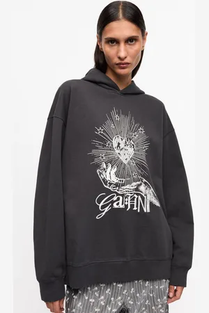 Ganni Isoli Heart Oversized Hoodie Size 2XS/XS Organic Cotton Women