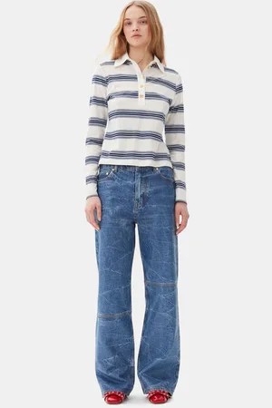 Ganni Blue Foil Izey Jeans in Size 31 Organic Cotton Women
