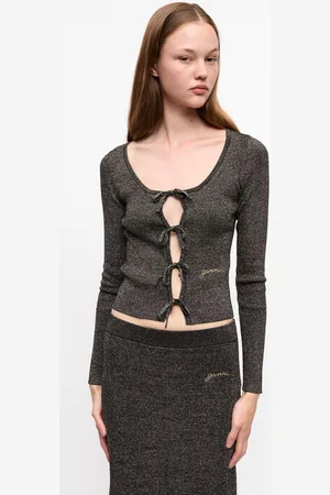 Ganni And Gold Sparkle Tie String Cardigan Size XL Women