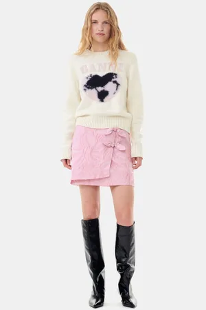 Ganni Pink Textured Cloqué Mini Skirt in Size 16 Women