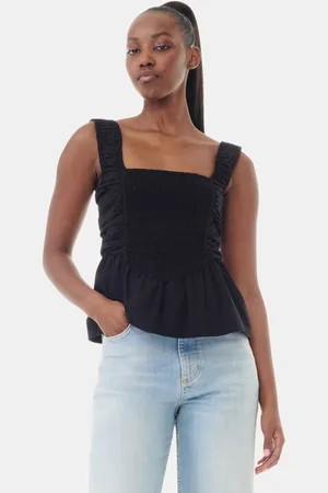 Ganni Cotton Poplin Smock Strap Top in Size 14 Women