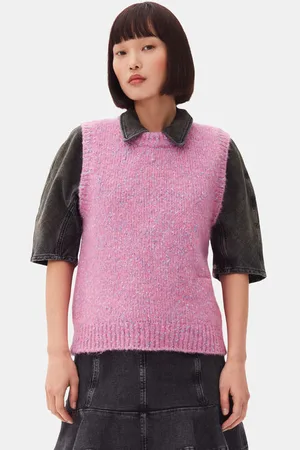 Ganni Pink Knit Vest in Size XL Alpaca/Elastane/Organic Cotton Women