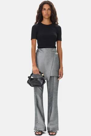 Ganni Grey Suiting Skirt Flared Trousers in Gray Quill Size 32 Women