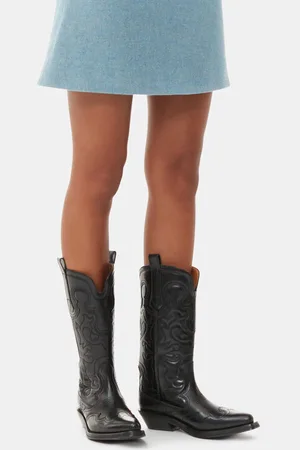 Ganni Mid Shaft Embroidered Western Boots in / Responsible Size 3 Women