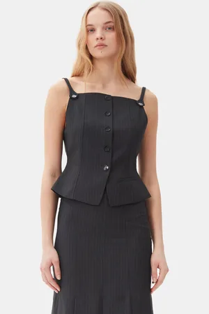 Ganni Dark Stripe Suiting Vest Top Size 8 Women