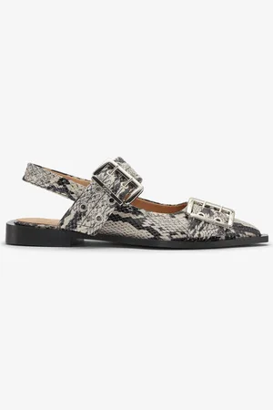 Ganni Snake Printed Feminine Buckle Ballerinas Shoes in Responsible Size 4 Polyester Women