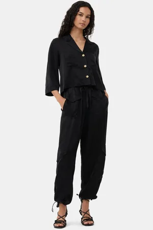 Ganni Washed Satin Pocket Trousers in Size 38 Women
