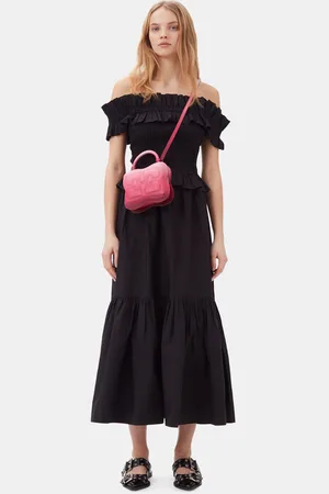 Ganni Cotton Poplin Maxi Flounce Skirt in Size 10 Women