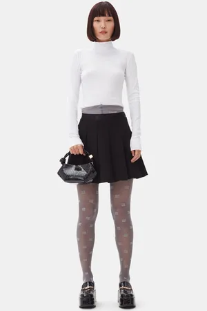 Ganni Light Twill Pleated Mini Skirt in Size 16 Polyester Women