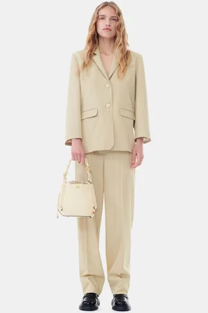Ganni Stripe Suiting High Waist Trousers in Size 44 Women