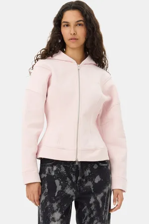 Ganni Pink Fleece Zip Hoodie in Size XS Organic Cotton Women