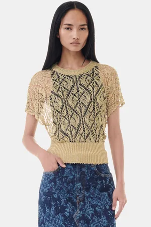 Ganni Metallic Top in Golden Size 2XS Women