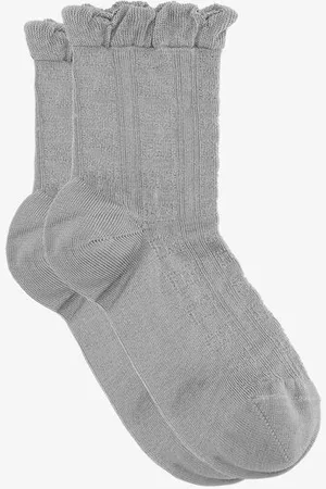 Ganni Grey Short Ruffle Socks in Frost Gray Size Medium/Large Women