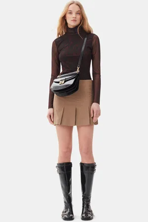 Ganni Brown Drapey Melange Mini Skirt in Tiger