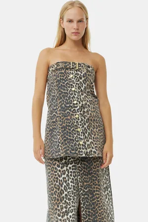 Ganni Leopard Denim Top Size 6 Women