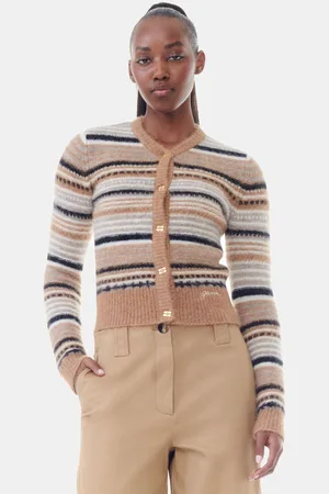 Ganni Brown Stripe Cardigan in Tiger