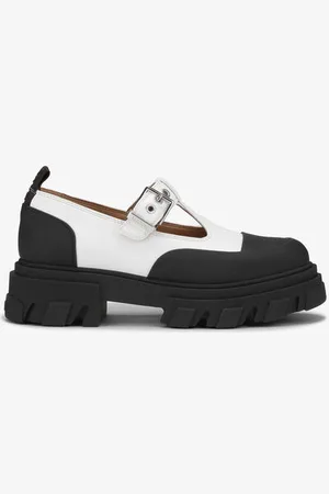 Ganni Cleated Mary Jane Shoes in Egret Responsible Size 3 Women