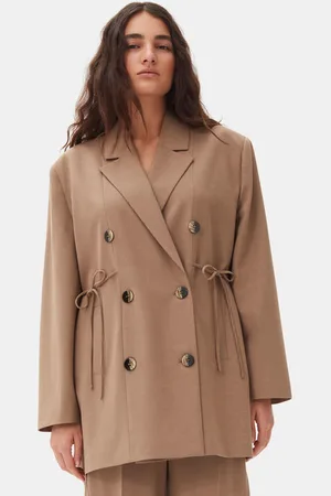 Ganni Brown Drapey Melange Oversized Blazer Jacket in Tiger