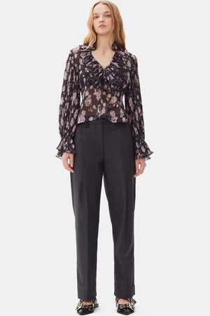 Ganni Dark Stripe Suiting Trousers Size 44 Women