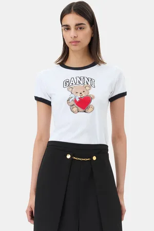 Ganni Basic Jersey Bear T-shirt in Bright Size Small Organic Cotton Women