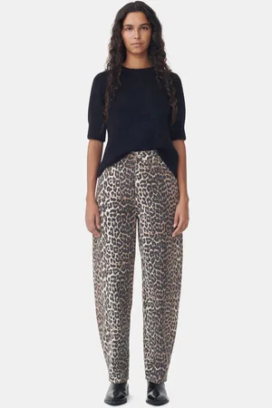 Ganni Leopard Denim Stary Jeans Size 29 Organic Cotton Women