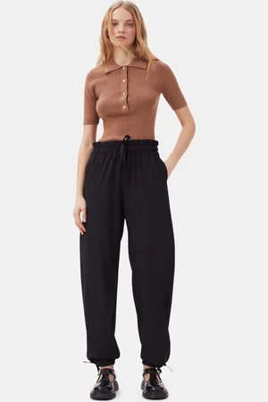 Ganni Drapey Melange Elasticated Waist Trousers in Size 32 Women