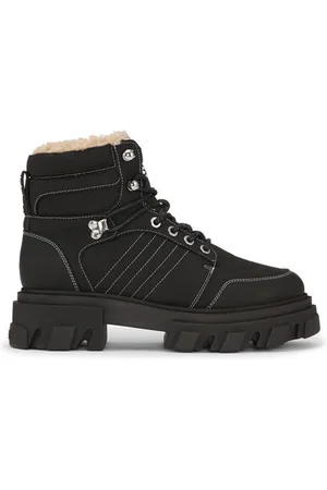 Ganni Lace-up Hiking Boots in Responsible Size 9 Calf Leather/Polyester Women